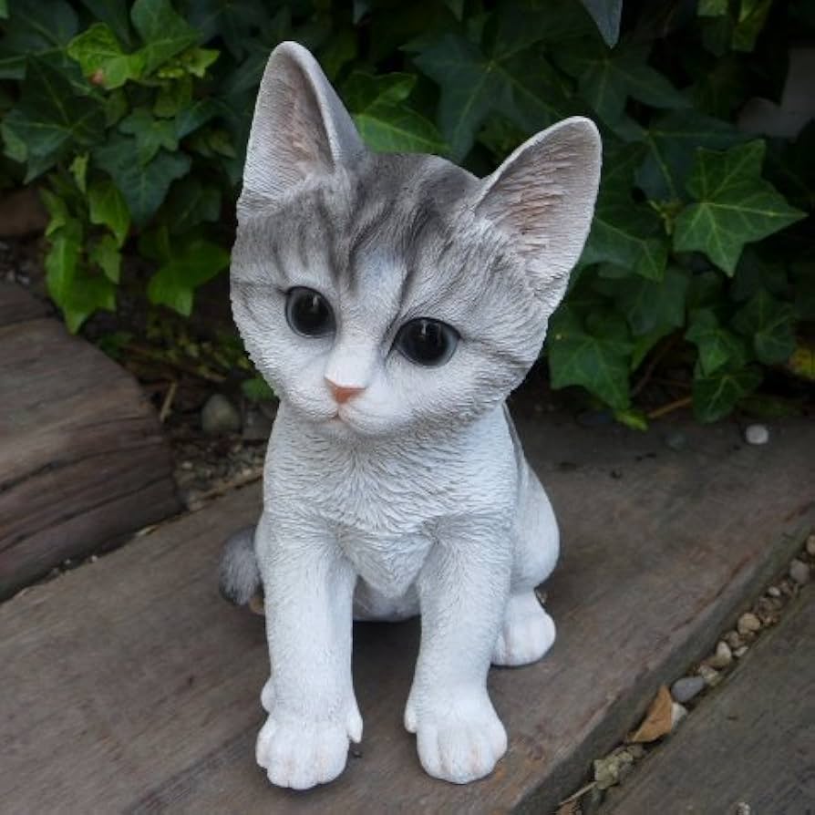 サンディキャスト社製 猫の置物 J786 CAT.GRAY&WHT ライフサイズ