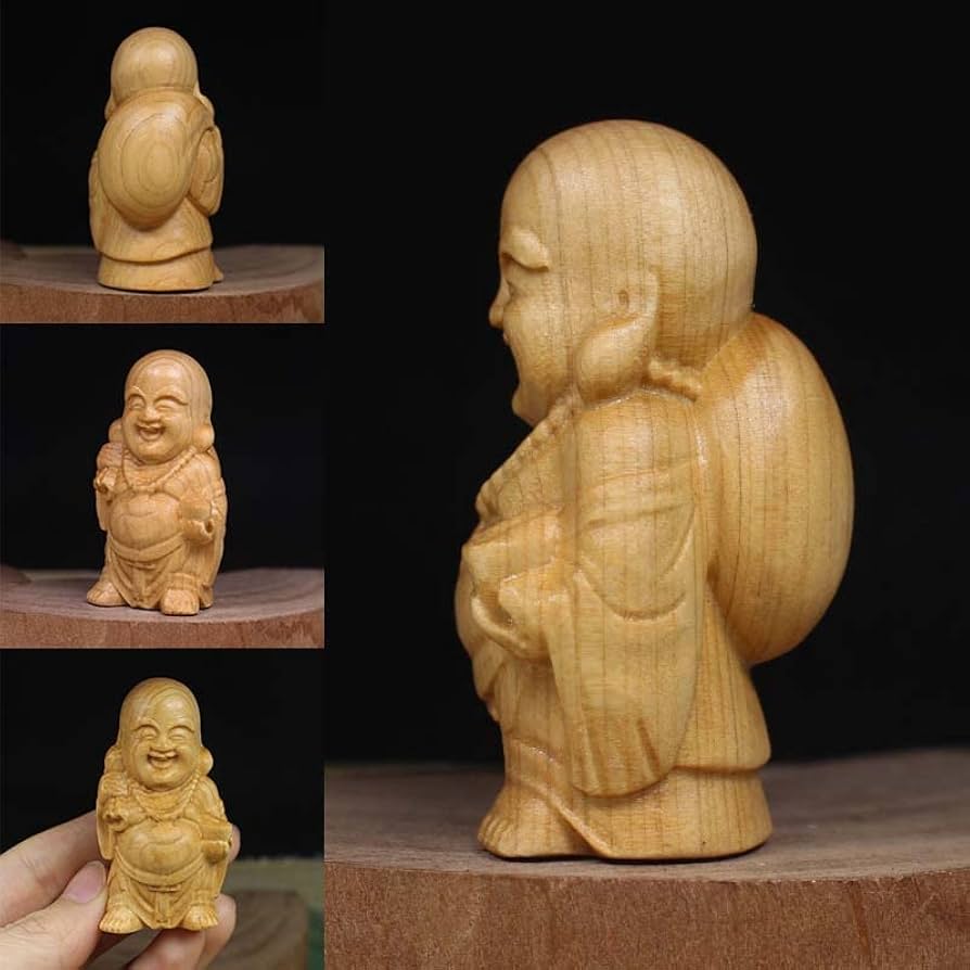 七福神 木彫り 布袋様 置物 木製 縁起物 開運 夫婦円満 笑門来福 58cm