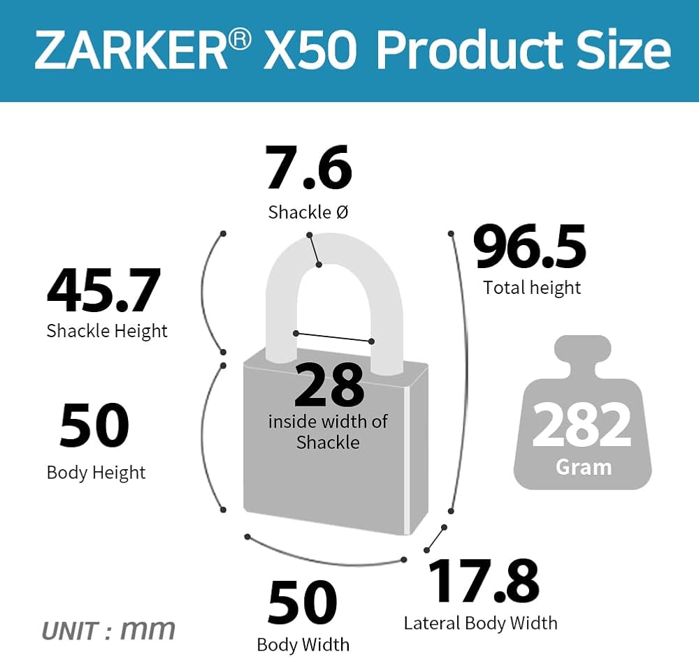 Amazon | Zarker X50 南京錠- 4桁野外ダイヤル式ロック、体育館