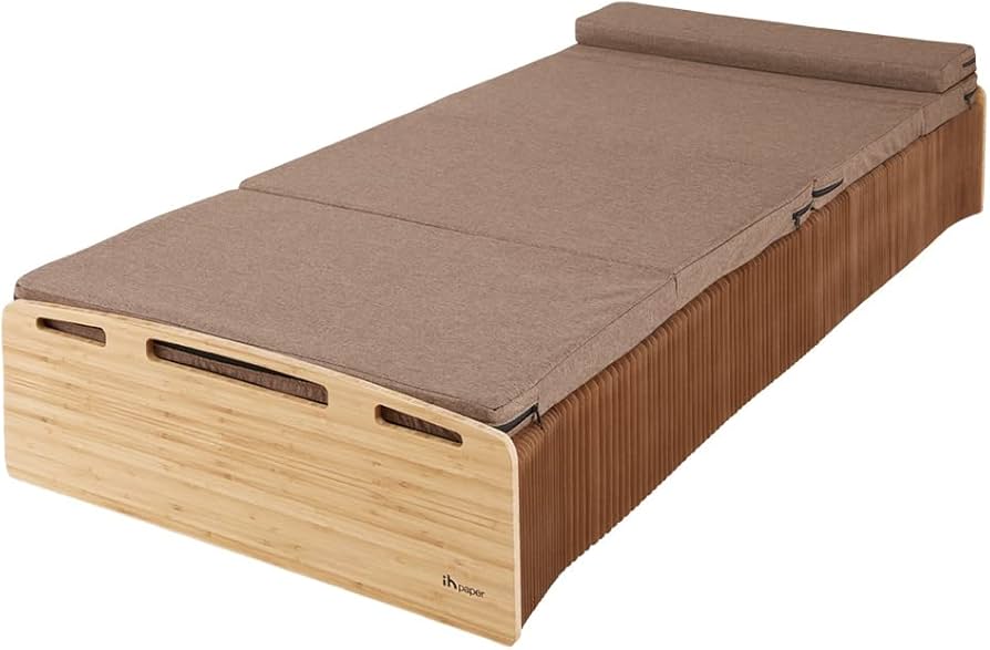ペーパー折りたたみベッド幅80㎝高さ16㎝組立不要 マットレス付き 2024