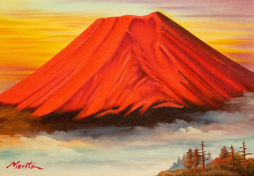 赤富士油絵。SM 楽天市場】「赤富士」谷口春彦 F6サイズ油彩画[油絵