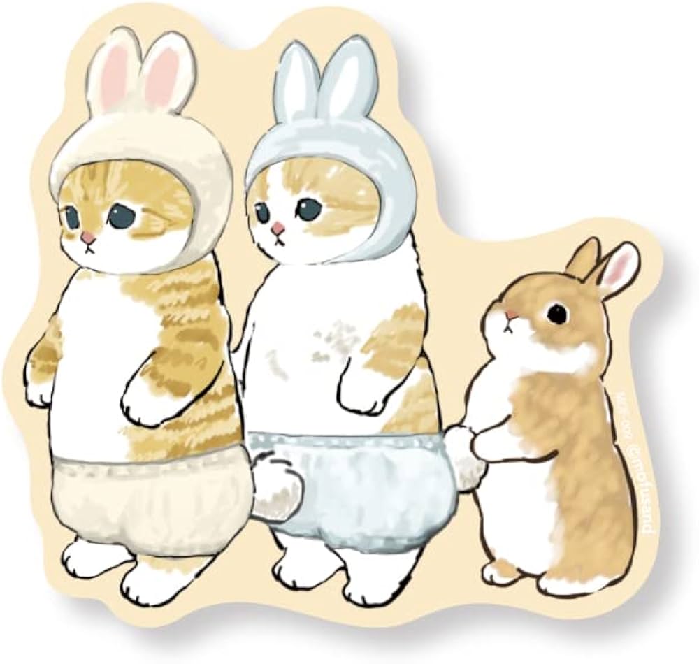 Amazon | mofusand ダイカットステッカー うさぎ 猫 もふもふ LINE