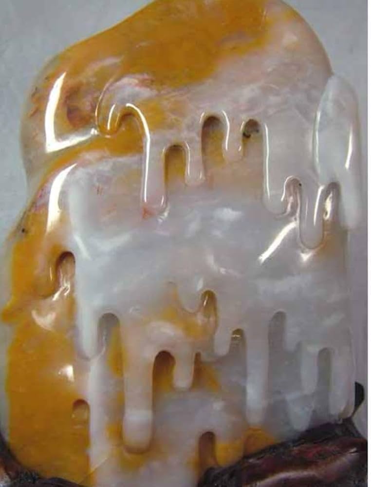 和田（ホータン）黄玉台付き置物「羅漢」180mm