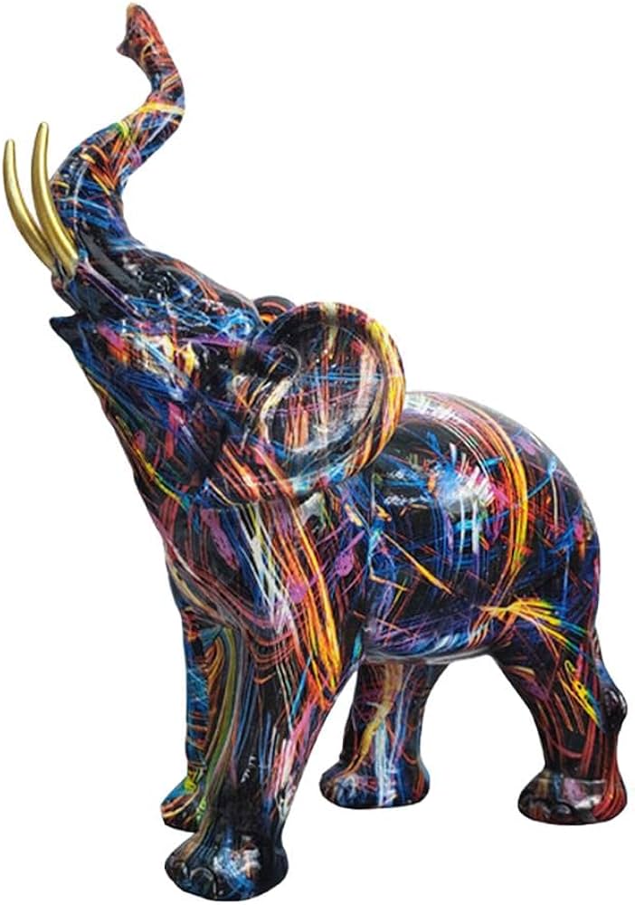 Amazon.co.jp: 象 置物 カラフルな ゾウ 象の彫刻 かわいい 動物