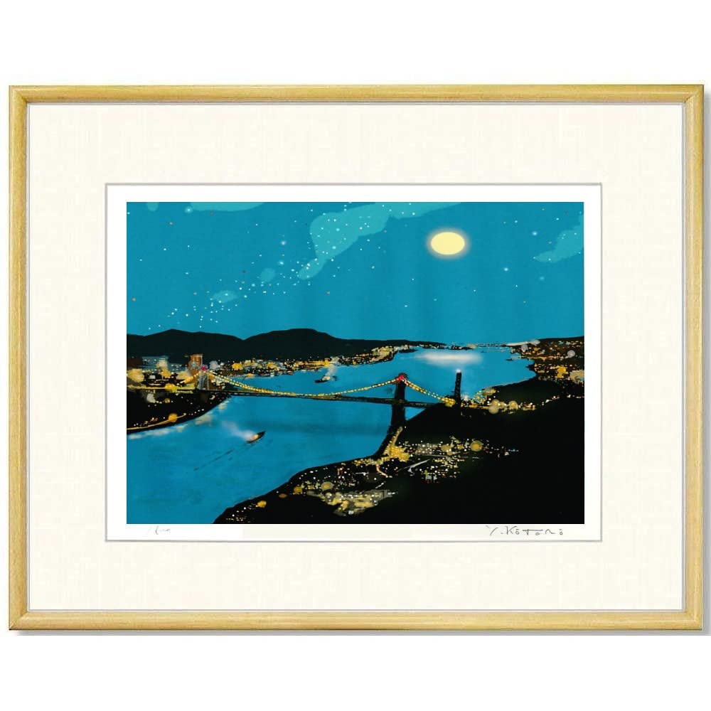 絵画 インテリア 絵 額付 (黒) 油絵 F4-090114 風景 万代橋 新潟 絵画