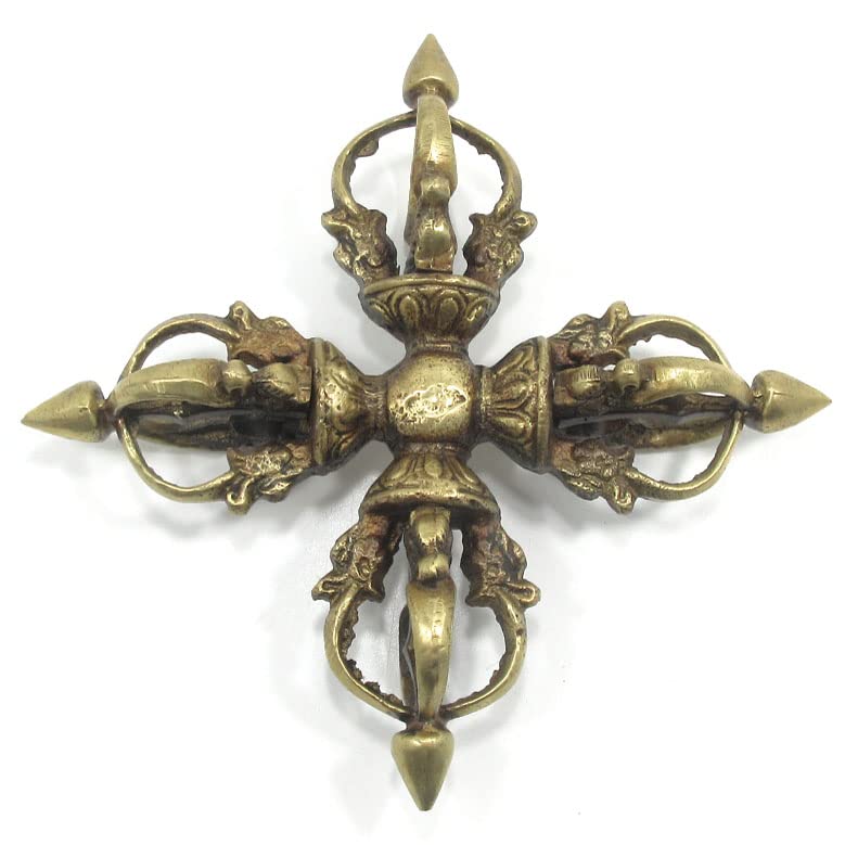 希少金剛杵五鈷杵法具チベット密教ビンテージバジュラ仏教美術黄銅製