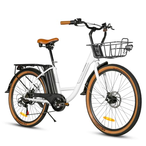 電動アシスト自転車 クリーム色 26インチ 前カゴ付き 電動 自転車 カゴ