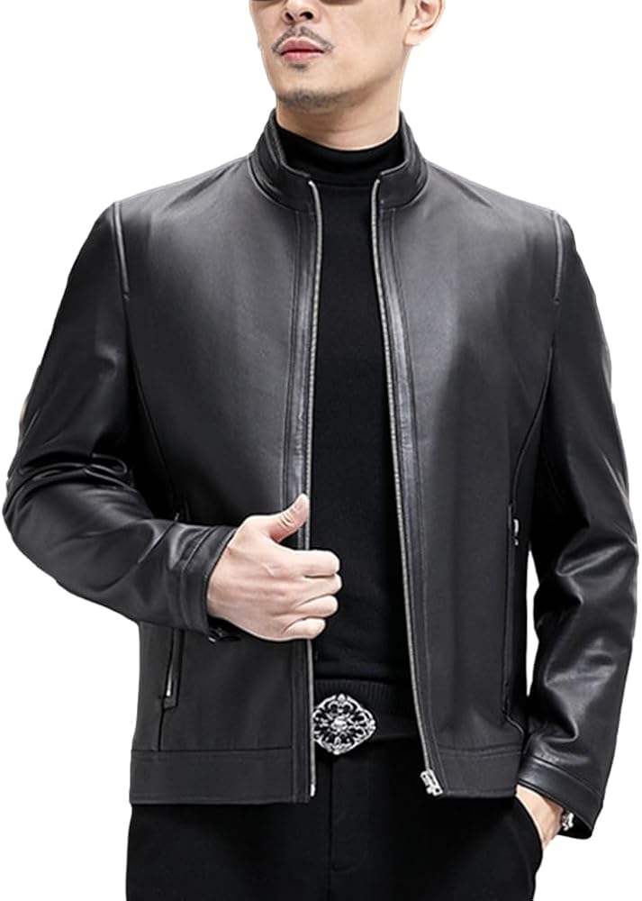 Amazon | [JINLUN] シングルライダースジャケット 本革 メンズ レザー