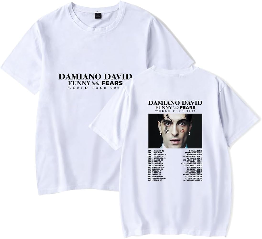 Merch T-Shirt Damiano David Funny Little Fears World Tour 2025