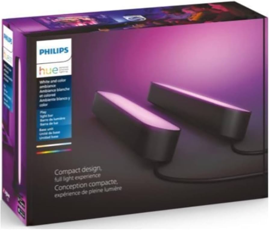 Philips Hue Smart Play Light Bar Base Kit, Black, 2 Pack, White