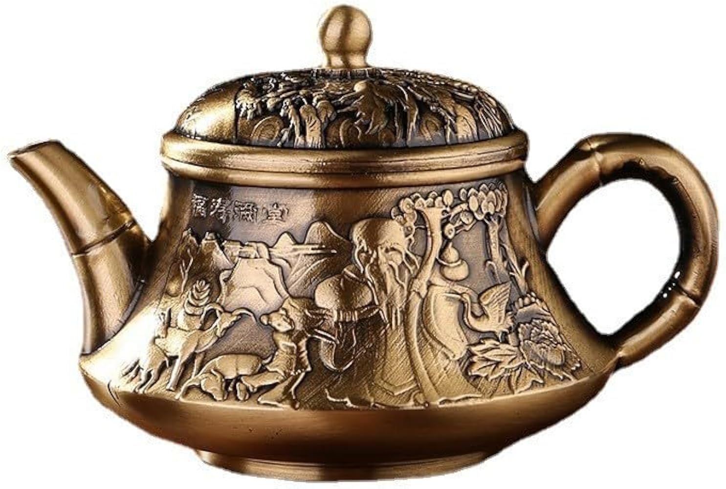 藏出 古董品 銅製 乾隆年製在銘 福祿壽喜 茶壺 酒