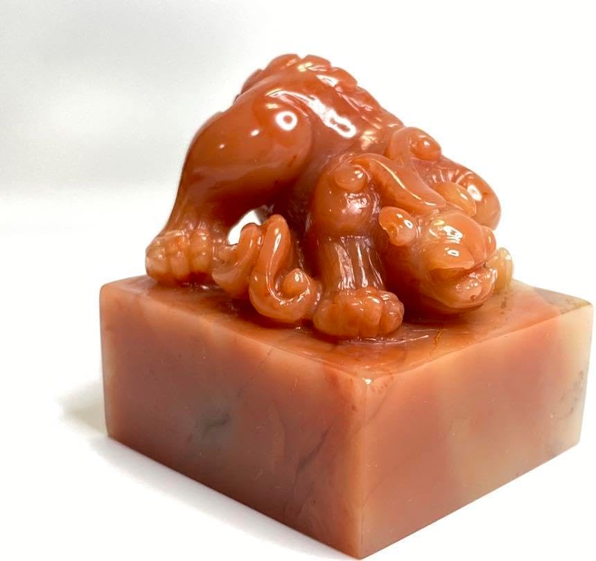 双獣戯珠】 螭虎 古獣 美品 高級印材 篆刻 印石 ラオス印石 水凍 Yahoo