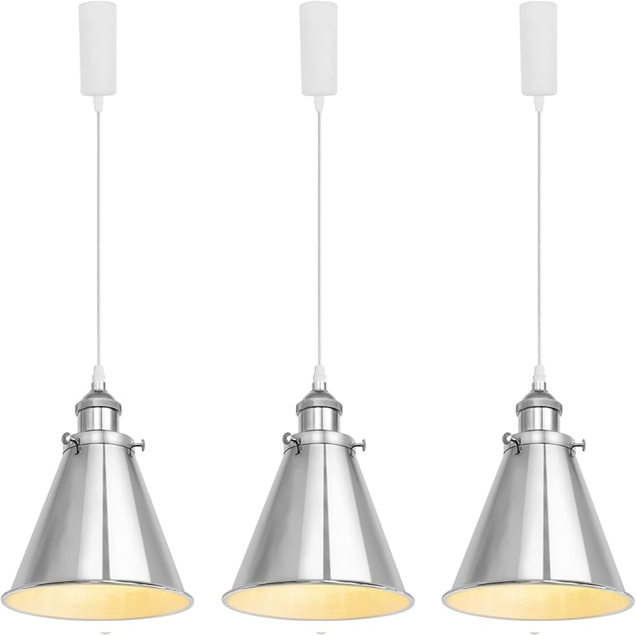 Amazon.co.jp : KIVEN 3個パック シルバー レトロペンダントライト 長