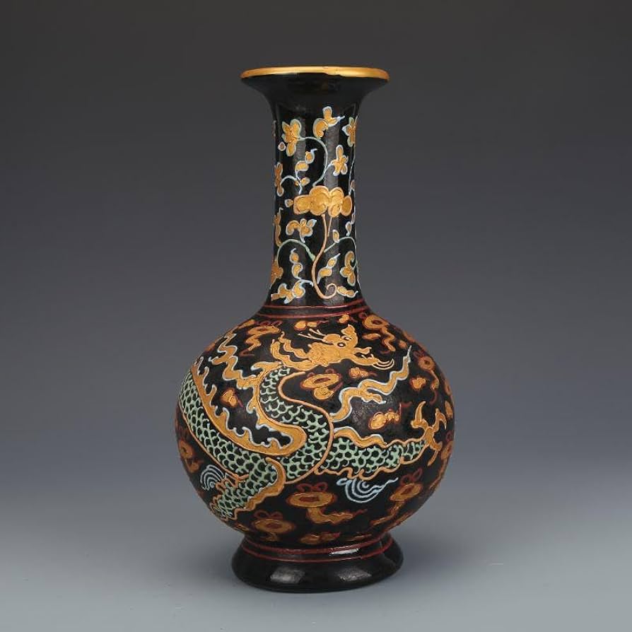 宋汝窯 龍紋 賞瓶 景徳鎮 花瓶 陶磁器 装飾品 工芸品 美術品 置物