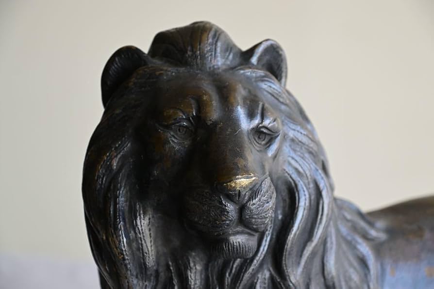 Amazon.co.jp: 【骨董品】ライオンブロンズ像18.3kgインテリアオブジェ