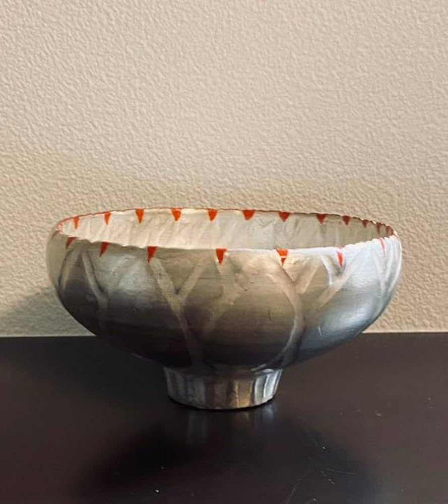 Amazon.co.jp: 林みちよ 紅縁銀彩花碗 旅茶碗 小服茶碗 ティーカップ