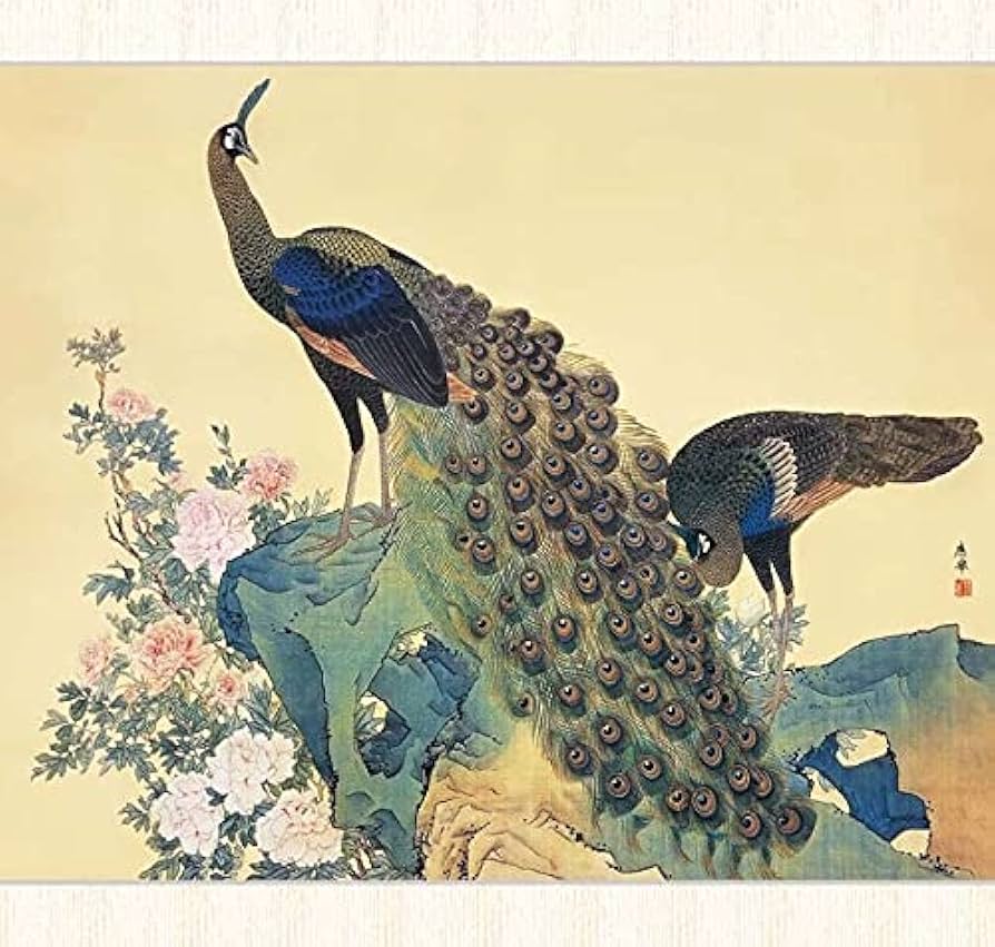 中国古玩 景徳鎮製 孔雀漢詩文大花瓶 高約36cm 時代物 粉彩