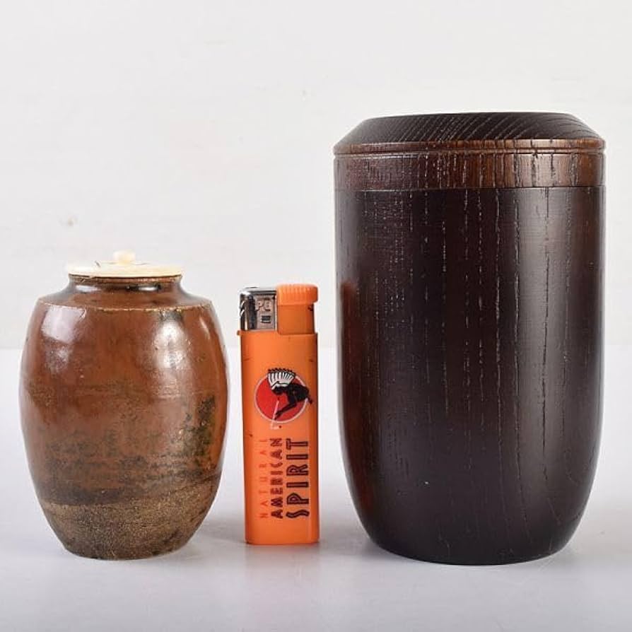 茶道具 備前焼 古備前 火襷 水滴 茶入 袱紗付 共箱二重箱 V 9374