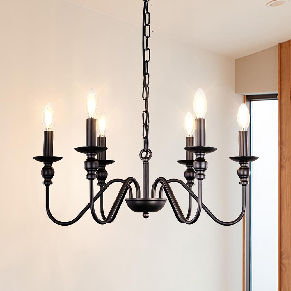 天井照明 シャンデリア 5灯 黒 マットブラック シンプル モダン レトロ
