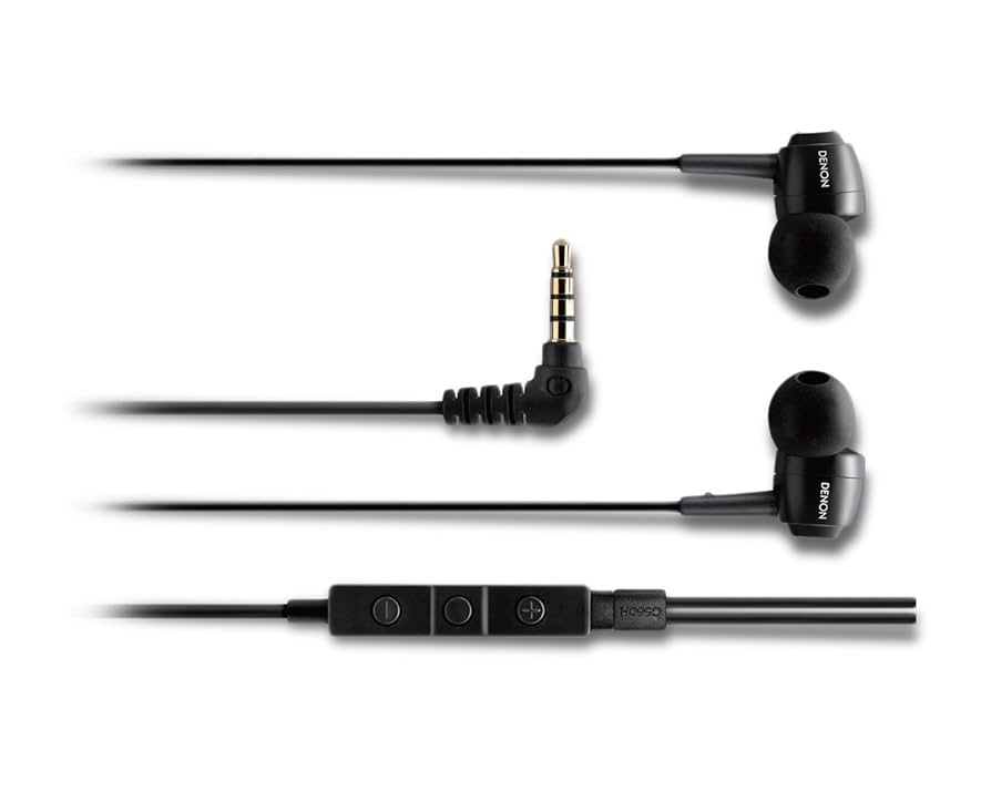 ブラック 有線イヤホン 収納ケース付き Denon ブラック 有線イヤホン