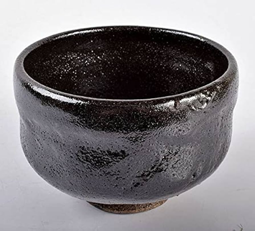 茶道具 九代 楽吉左衛門 了入造 黒楽茶碗 仕覆付 共箱 V 7571 【公式通販】