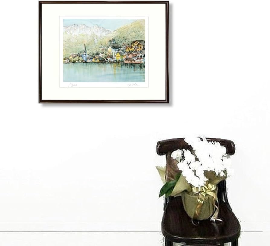 絵画・額縁・版画・織田義郎・エッチング+手彩色・ドイツ・美術品