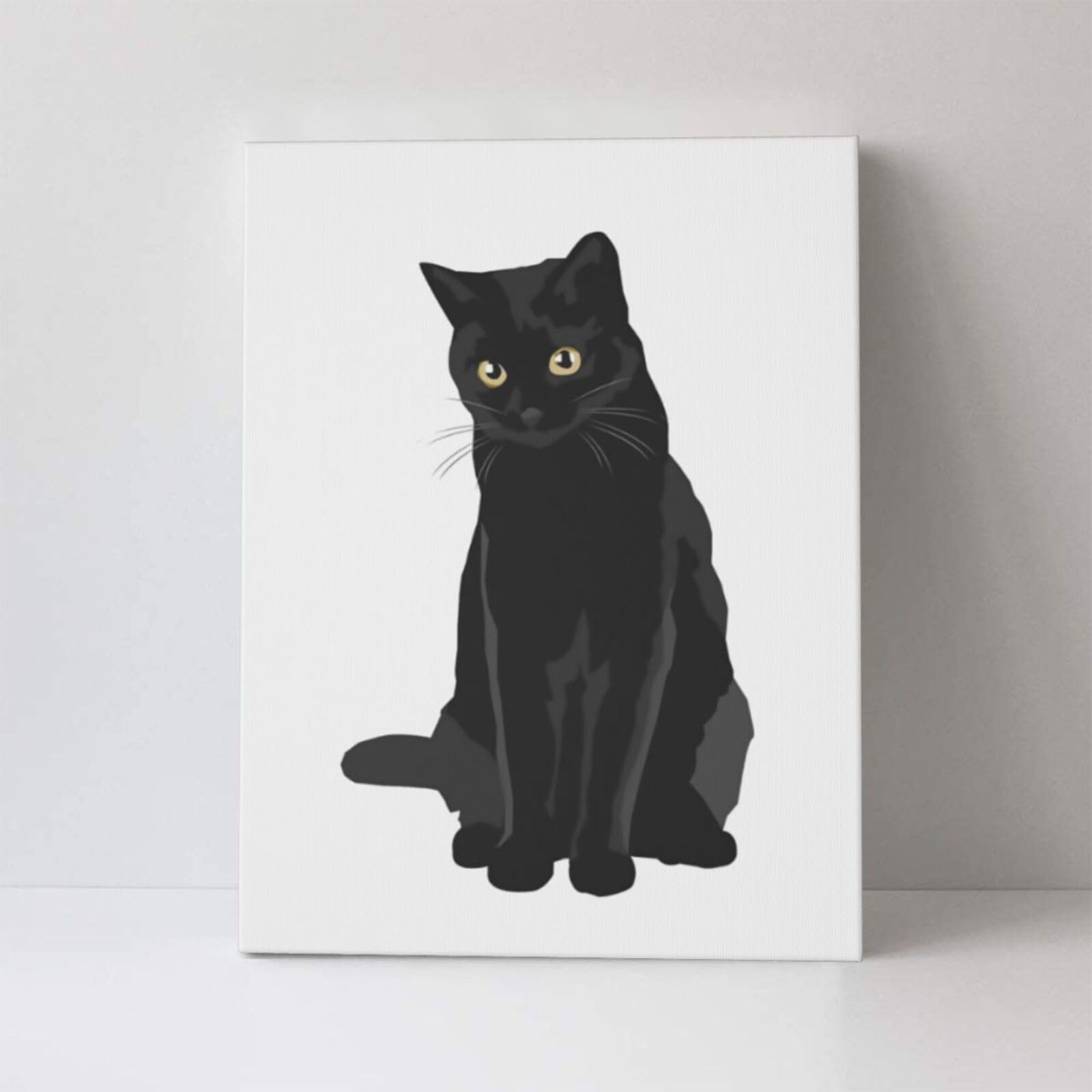 絵画。原画☆キャンバスF6【黒猫はプレゼントを持って花が咲く日を迎え