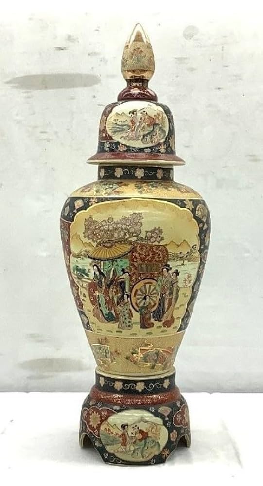 中国古玩 青花蓮紋大壺 高さ約38.5cm 幅約31.5cm