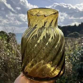 ガラス作家 フラワーベース 吹きガラス ビンテージ インポート