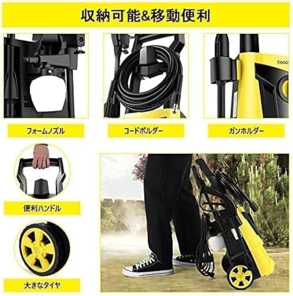 Amazon.co.jp: Homdox 1500W 高圧洗浄機 最大吐出圧力12MPa 50Hz/60Hz