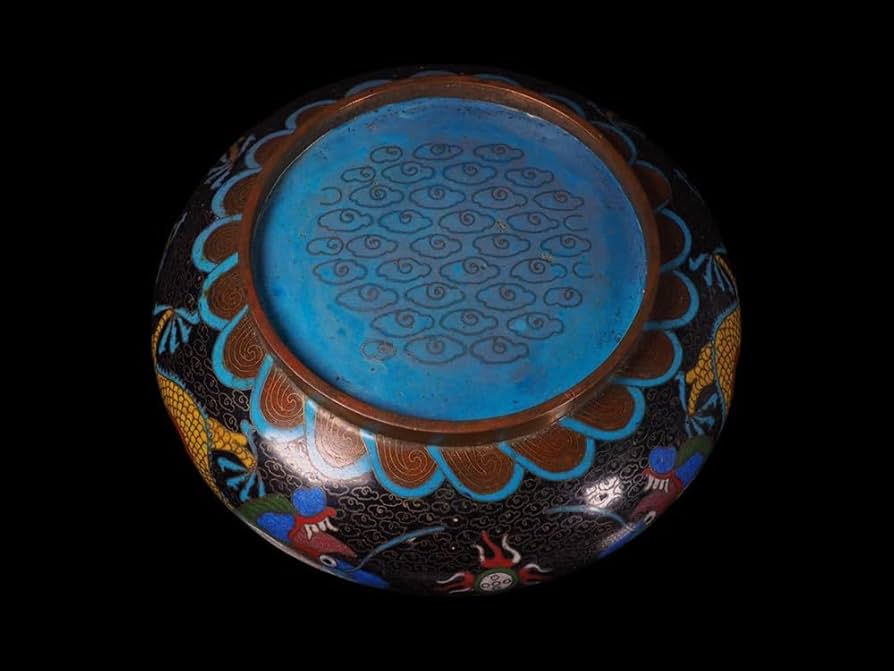 中国景泰藍古七宝琺瑯彩雲竜文蕾口瓶共箱DR7822