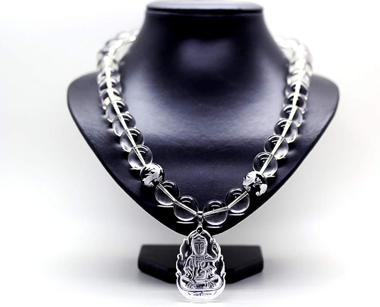 Amazon | [石輝] 4A天然石 仏ペンダント付き水晶16mm銀彫り五本爪