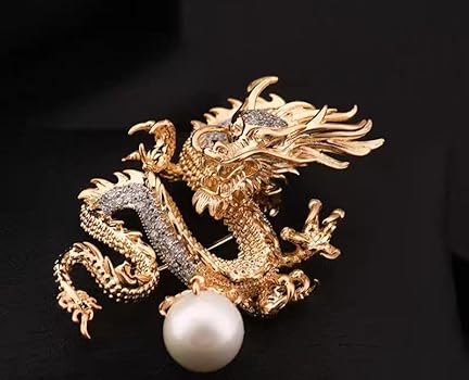 Amazon | 龍ブローチ ドラゴンモチーフ 竜年のアクセサリー キラキラ胸