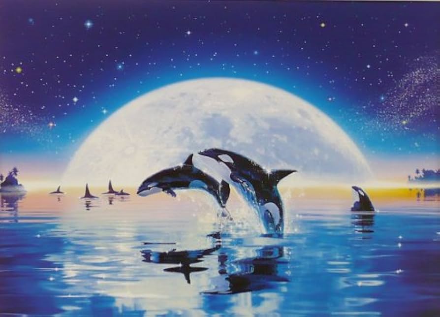 Amazon.co.jp: C・ラッセン◇【スイム・イン・ザ・ムーン】◇アート