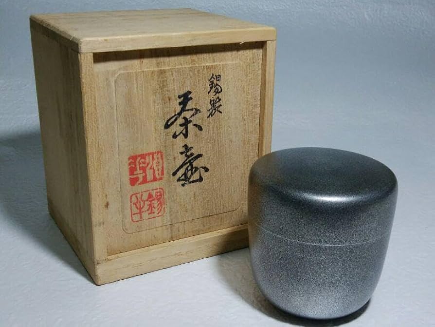 茶道具 本錫製 棗 時代箱 V 9414 茶道具 本錫製 棗 時代箱 V 9414