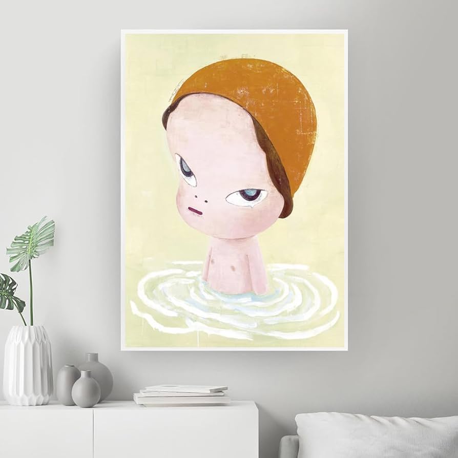 奈良美智 額装 ペイント ポスター 太鼓 奈良美智 額装 ペイント