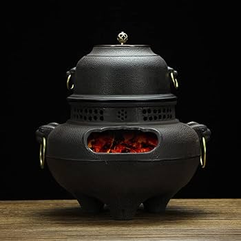 Amazon | 茶釜 風炉釜 切合鬼面風炉 茶釜添え 鉄風炉 茶道具