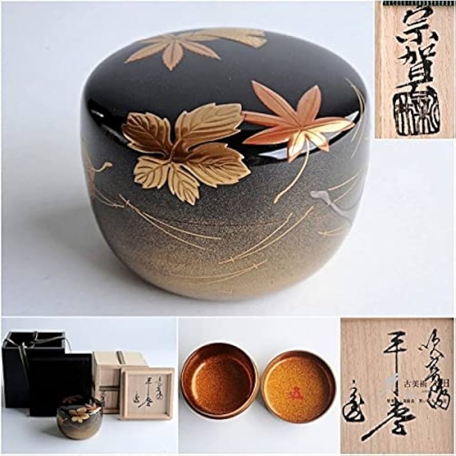 赤富士平棗』蒔絵新井宗賀作新井満平輪島塗加賀茶器表千家裏千家塗師茶道具