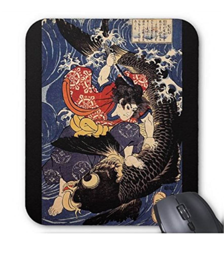 歌川国芳 鬼若丸の鯉退治 水晶画 アート 歌川国芳 鬼若丸の鯉退治 水晶