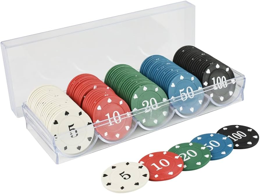 Amazon | カジノチップ 100枚セット 5-100 収納ケース付き ポーカー