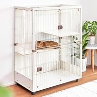 Amazon | ieneko 猫 ケージ 3段 キャットケージ 木製 無垢材 幅96×奥行