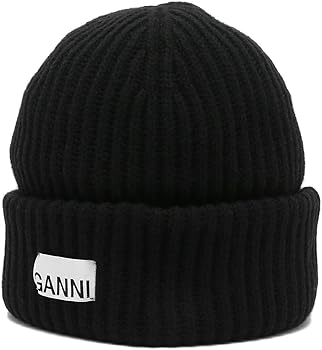 Amazon | [Ganni] [ガニー] 帽子 ニット帽 ビーニー ブラック