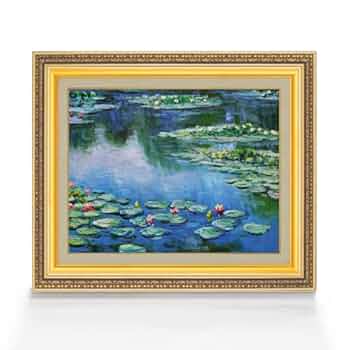 クロード・モネ 睡蓮 1916年 油彩画 スタンド付き ミニ複製画 約26cm