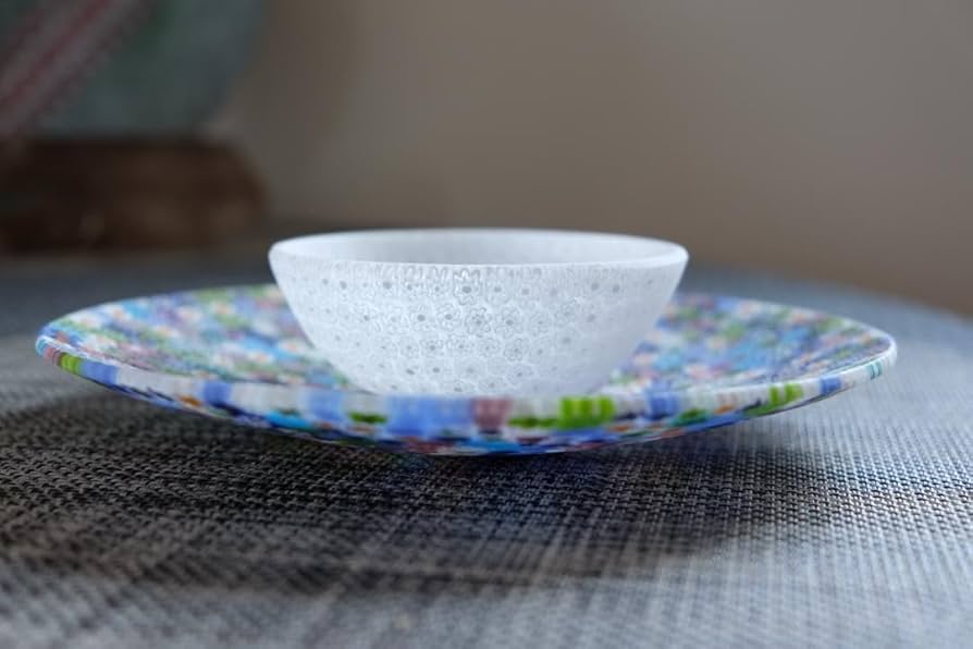 MURANO GLASS 30cm 大きな ミルフィオリ 崩し プレート皿 MURANO GLASS