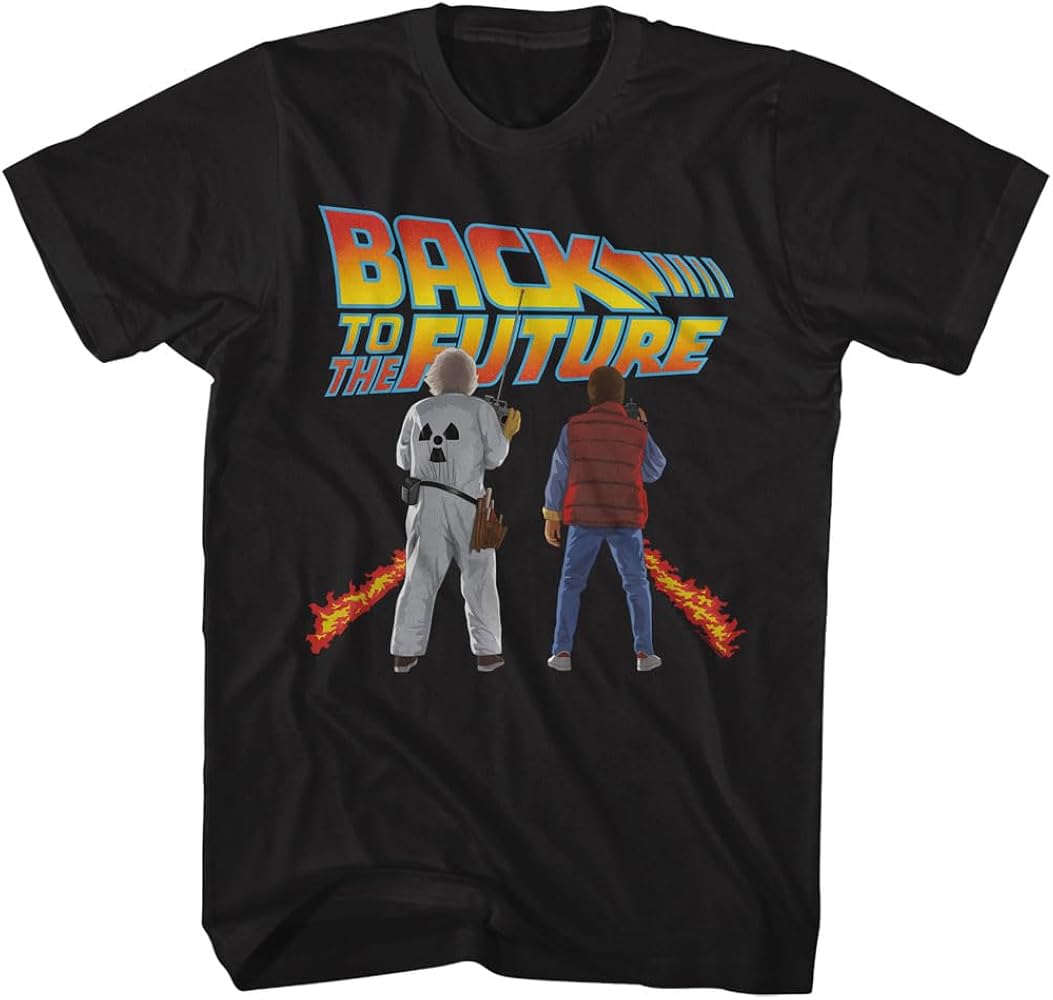 Amazon.com: Back to The Future Logo Doc & Marty Adult Short Sleeve