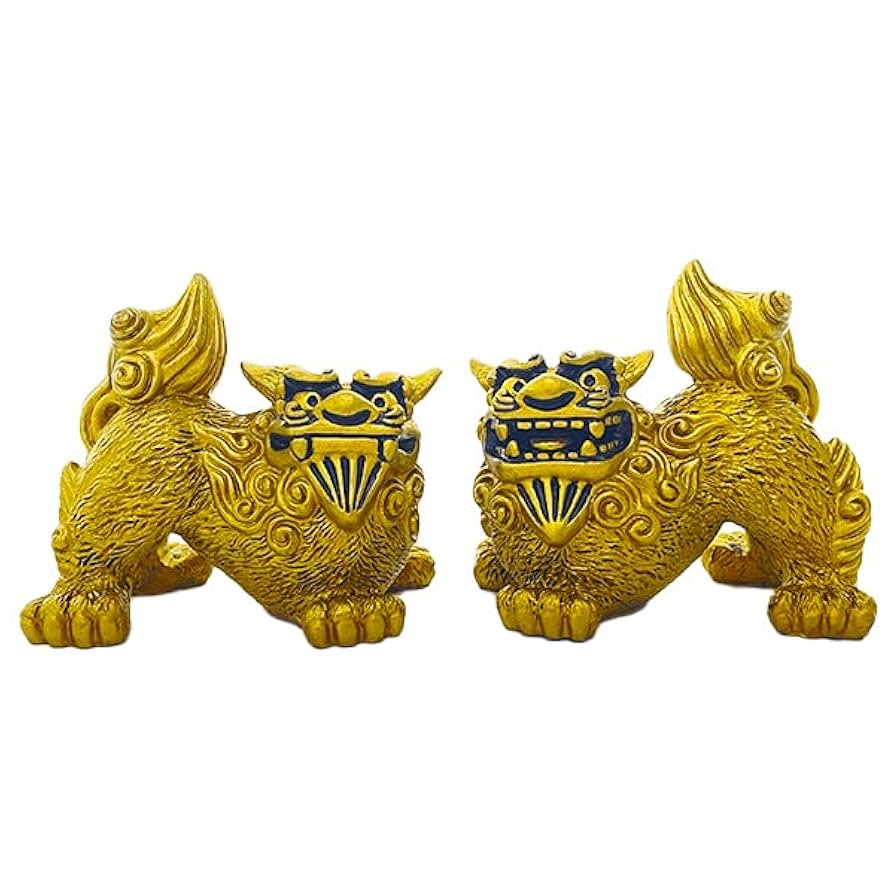 置物色絵金彩 獅子置物 高30cm 貴重/西き—001