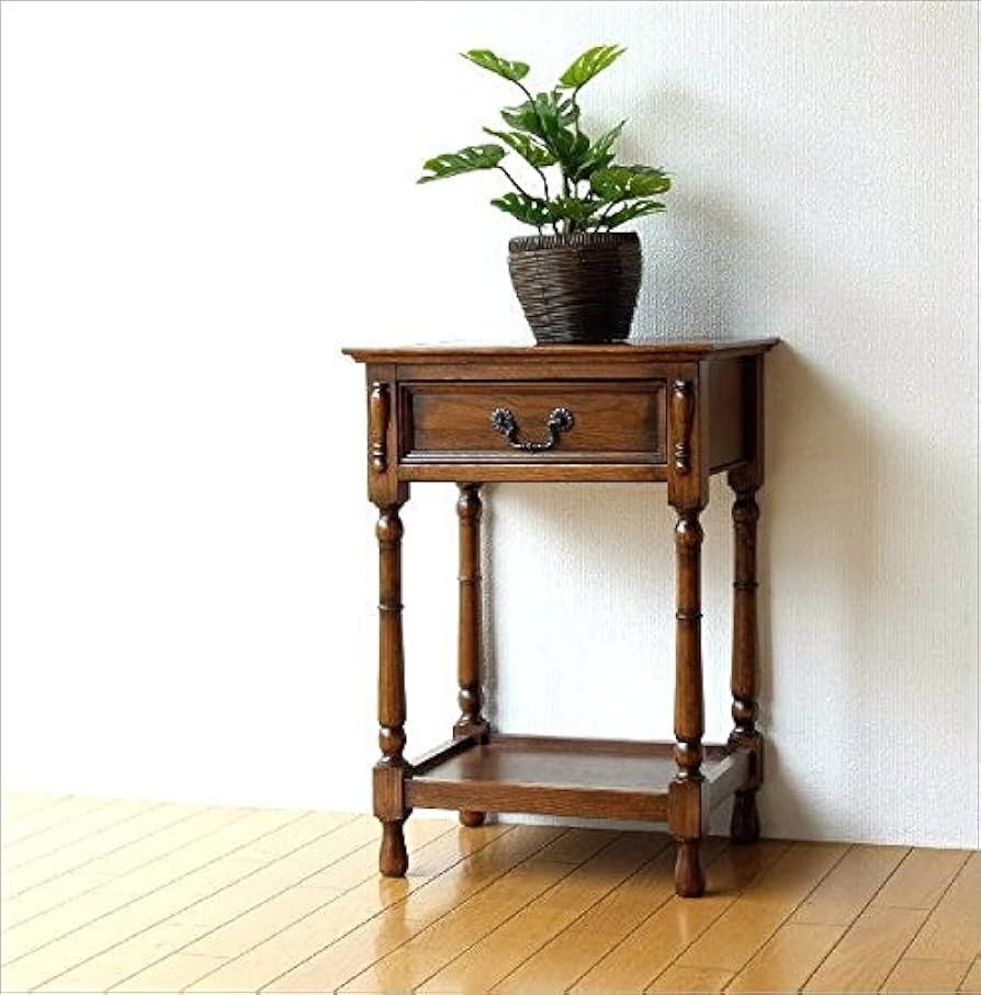 Amazon｜電話台 ファックス台 アンティーク おしゃれ スリム 木製