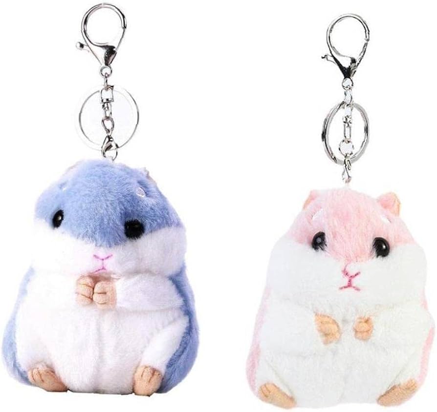 ちょ〜可愛い グレーのハムスター モコフワ ぬいぐるみ キーホルダー