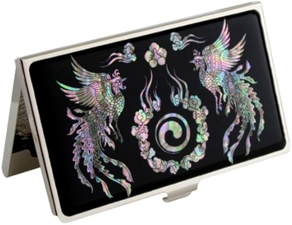 Amazon.co.jp: 螺鈿細工 鳳凰/陰陽マーク ステンレス製 名刺入れと
