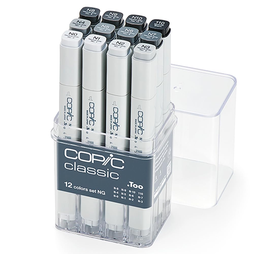Amazon.com: Copic Classic, Alcohol markers, 12pc set Neutral Gray